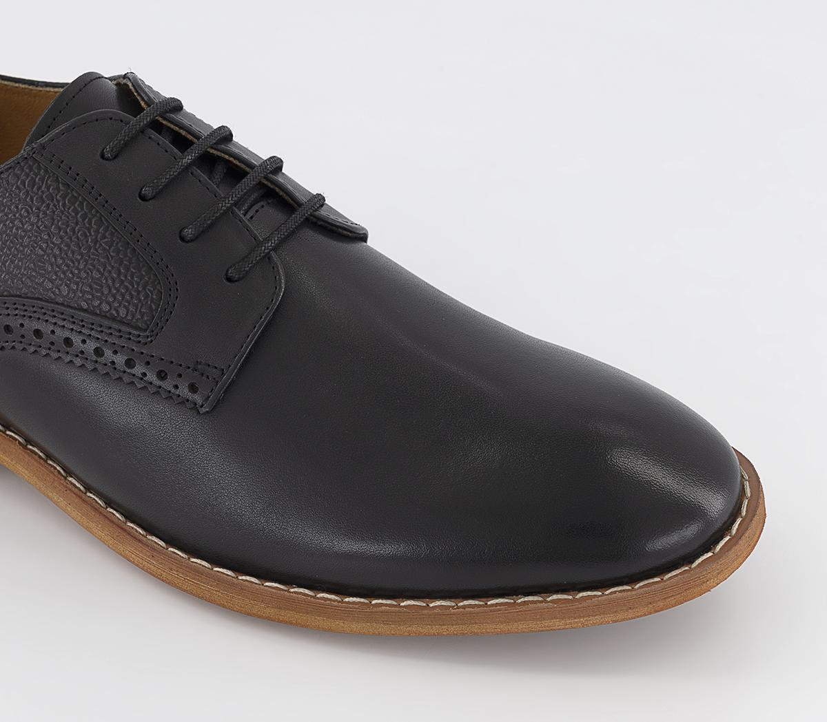 OFFICE Martley Pebble Grain Quarter Derby Shoes Black Leather - Men’s ...