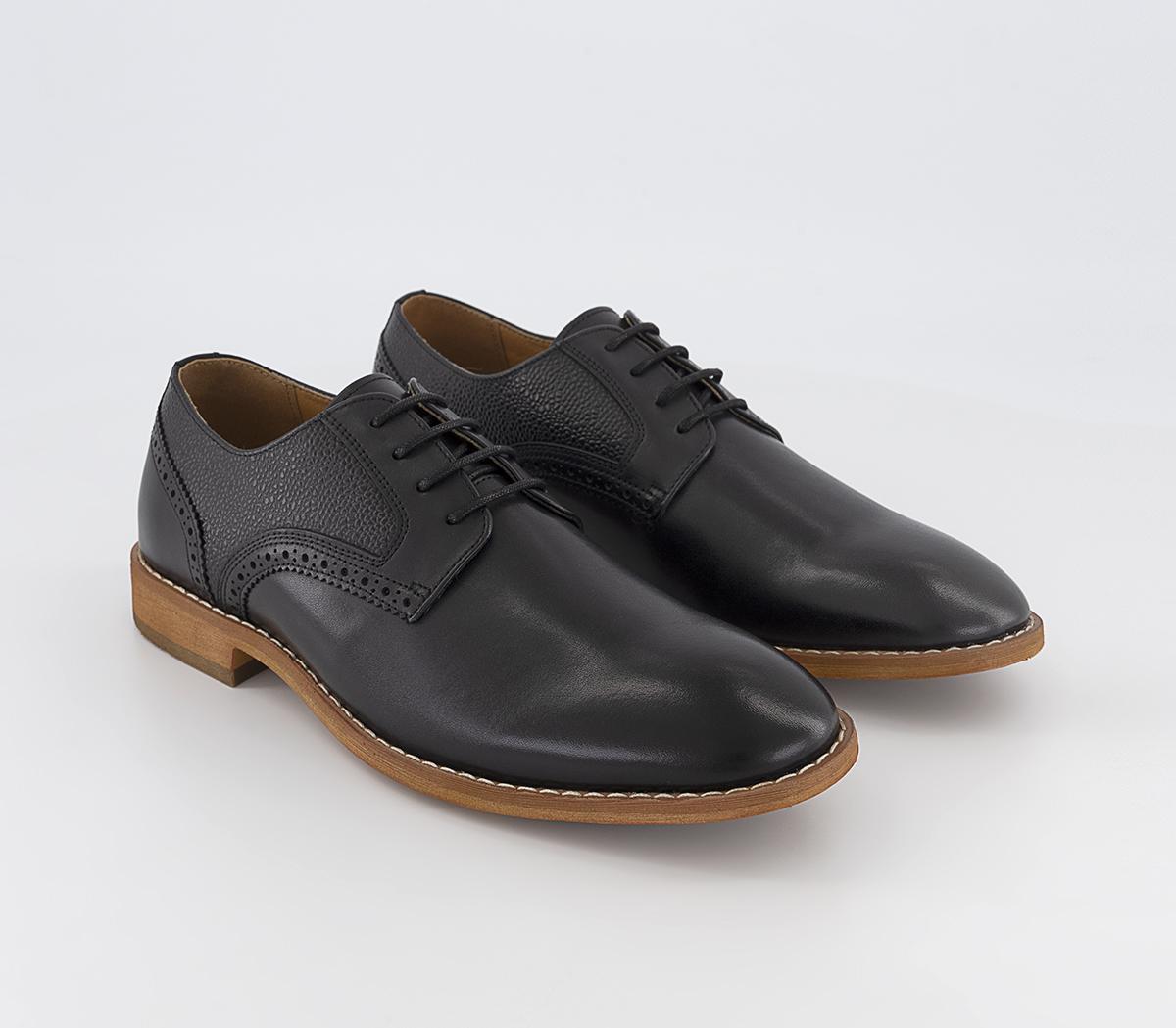 OFFICE Martley Pebble Grain Quarter Derby Shoes Black Leather Men’s