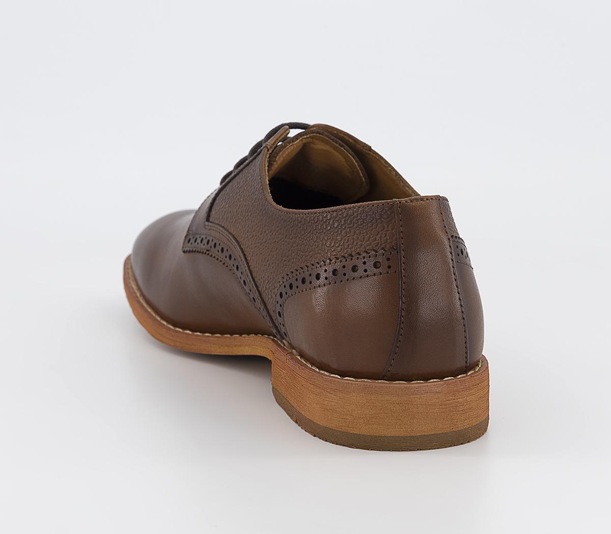 OFFICE Martley Pebble Grain Quarter Derby Shoes Tan Leather - Men’s ...