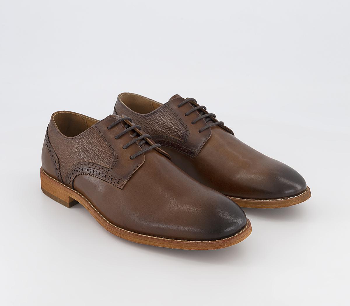 OFFICE Martley Pebble Grain Quarter Derby Shoes Tan Leather Men’s