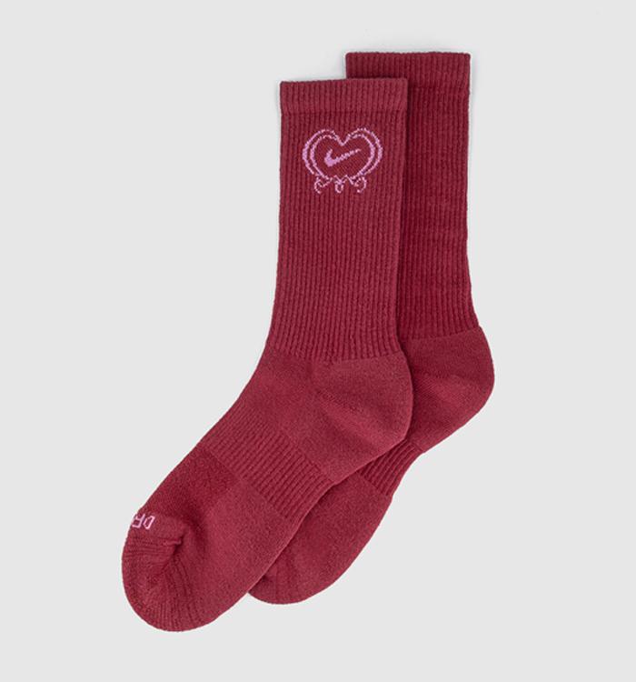 Nike Crew Socks 1 Pair Heart Crimson Magenta