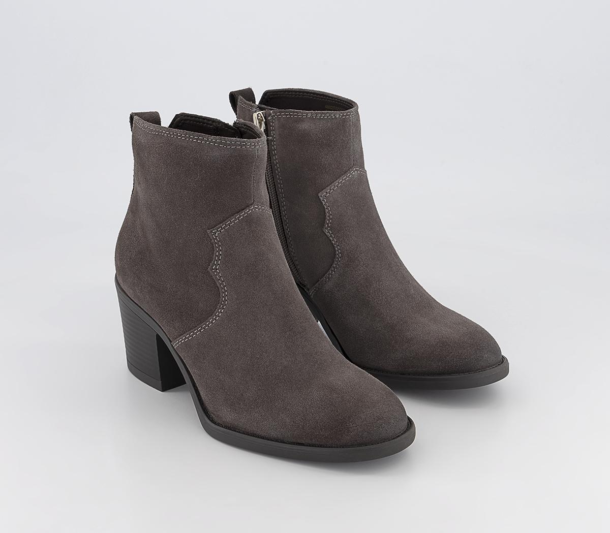OFFICEAuthentic Easy Western Ankle BootsGrey Suede