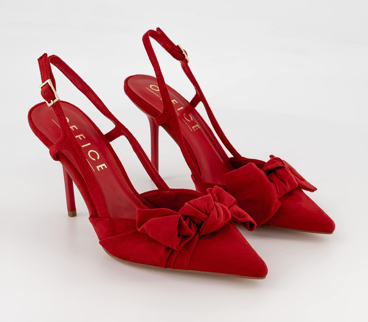 OFFICE Mina Bow Detail Slingback Court Heels Red - Heels