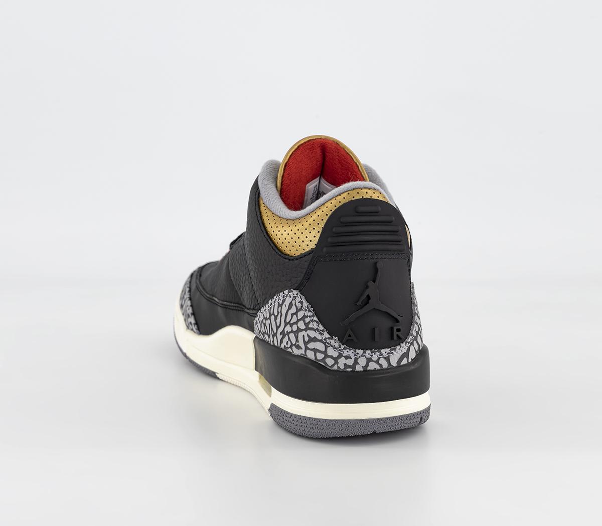 JordanJordan 3 TrainersBlack Fire Red Metallic Gold Cement Grey