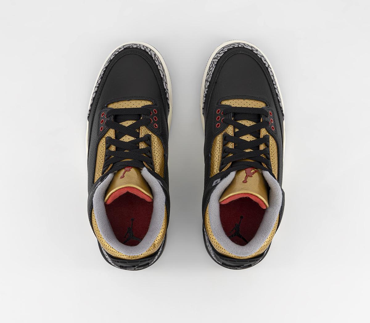 JordanJordan 3 TrainersBlack Fire Red Metallic Gold Cement Grey
