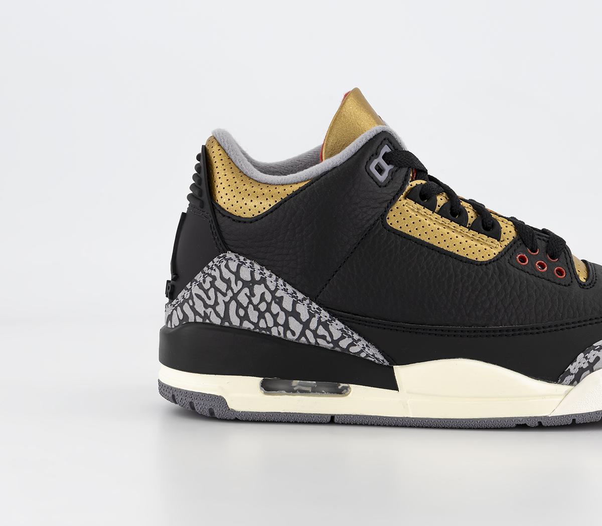 JordanJordan 3 TrainersBlack Fire Red Metallic Gold Cement Grey