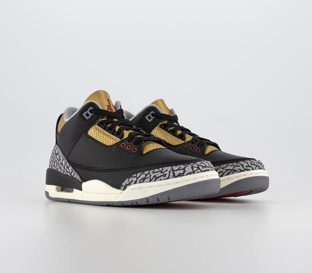 JordanJordan 3 TrainersBlack Fire Red Metallic Gold Cement Grey