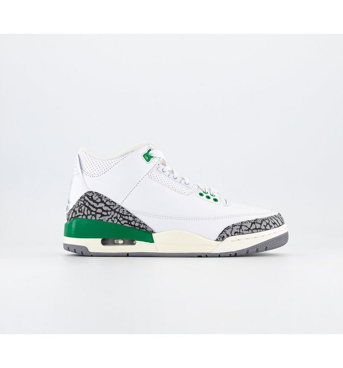 Jordan Air 3 Trainers White Varsity Red Lucky Green Cement Grey