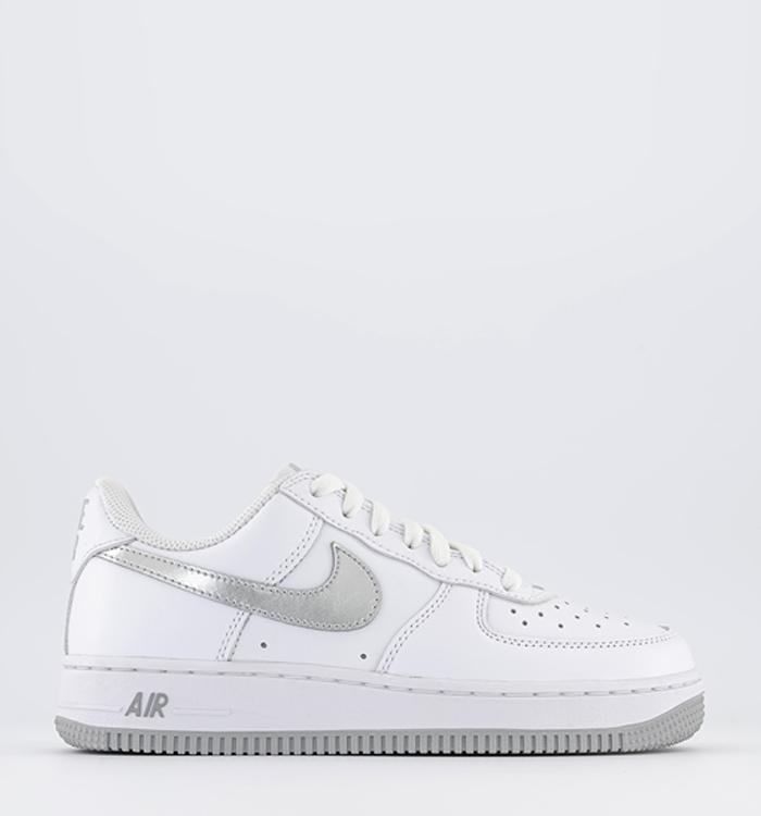 Nike Air Force 1 Low Trainers White Silver Metallic Gold