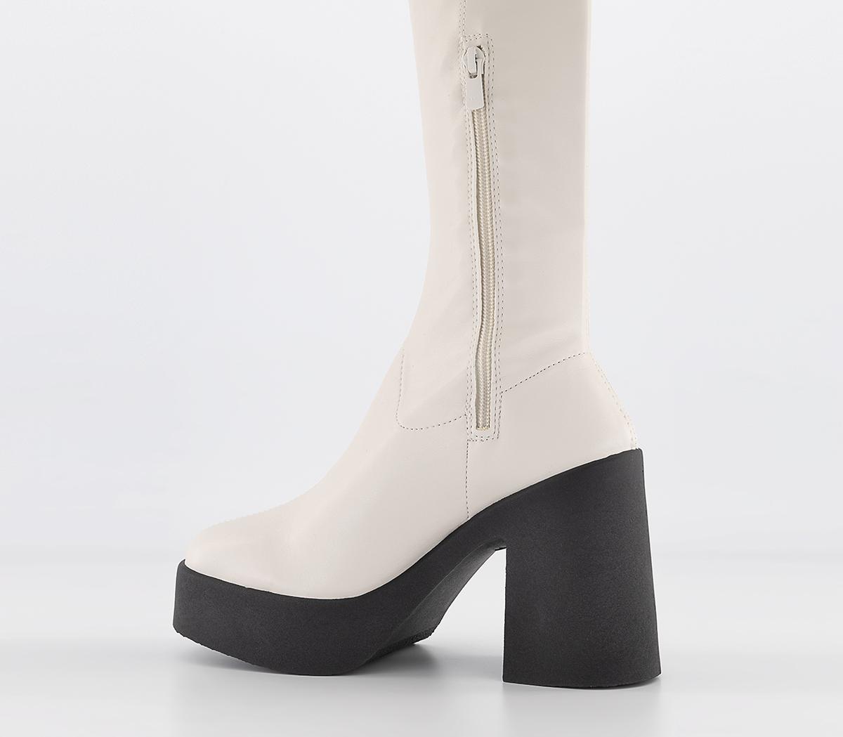 Office Kenna Platform Boots Off White Knee High Boots