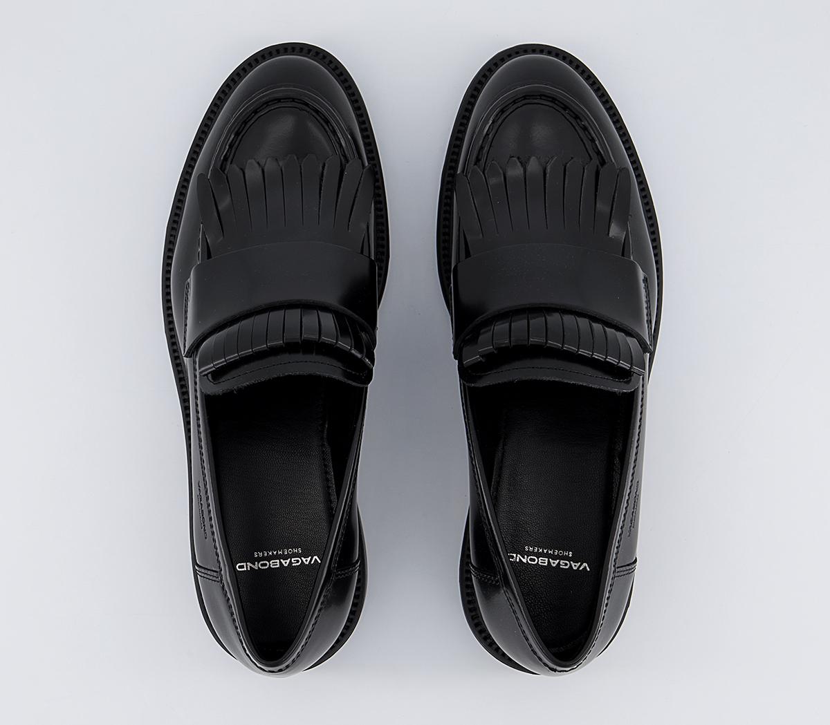 Vagabond Shoemakers Alex Fringe Loafers Black Flat Shoes for Women