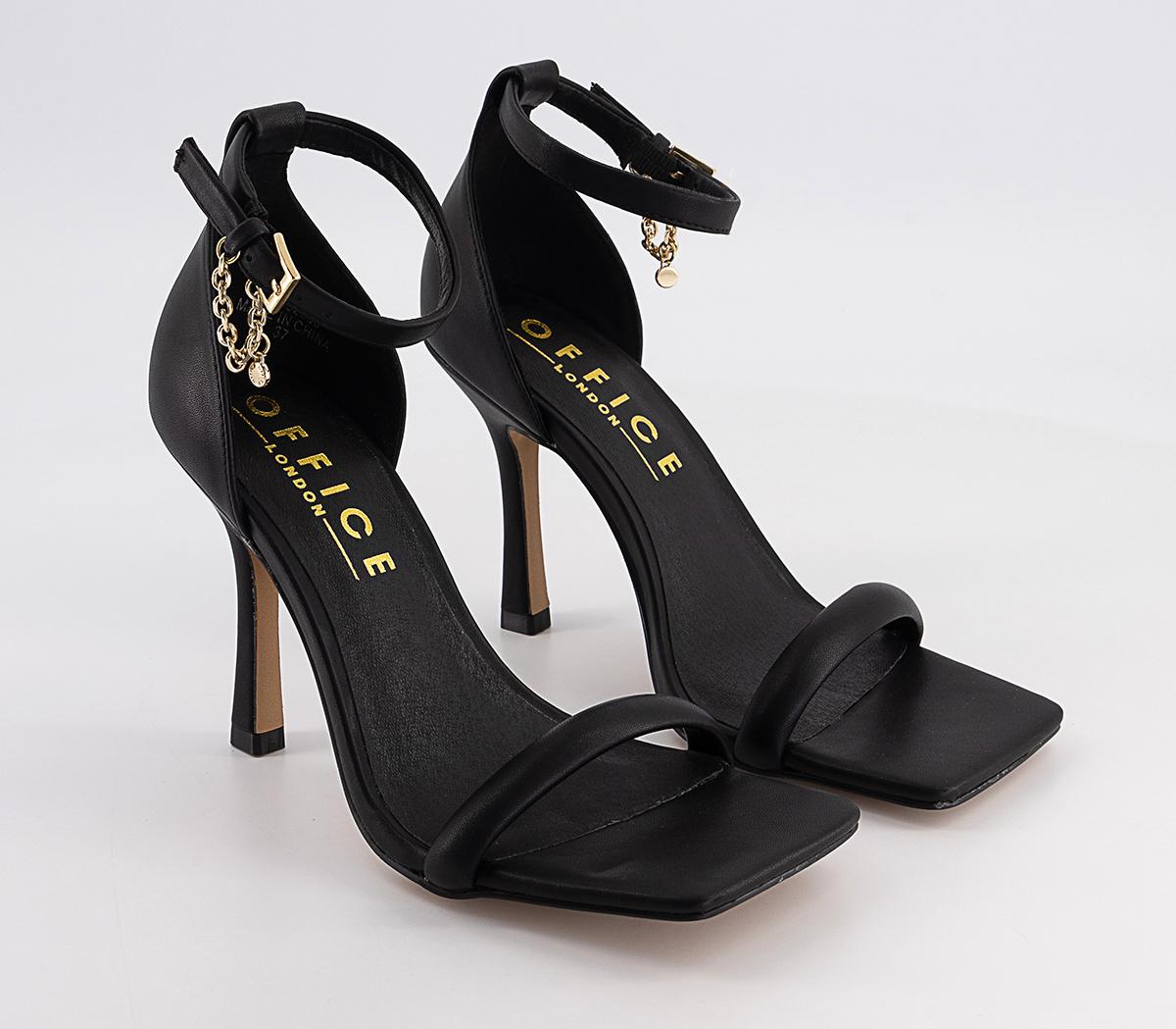OFFICE Harp Chain Detail Ankle Strap Heels Black Heels