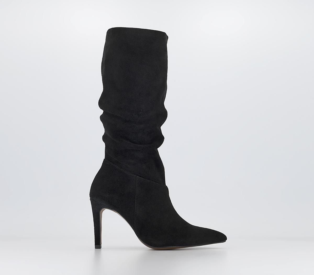 OFFICE Kiki Ruch Leg Knee Boots Black Suede - Knee High Boots