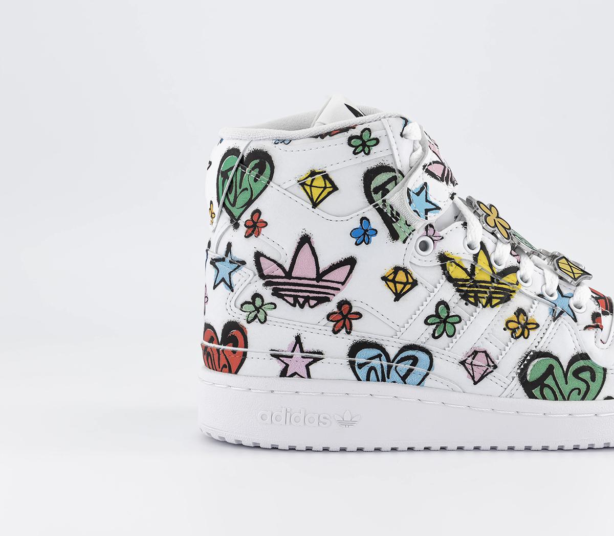adidasJeremy Scott Forum 84 Hi Mono TrainersWhite White Black
