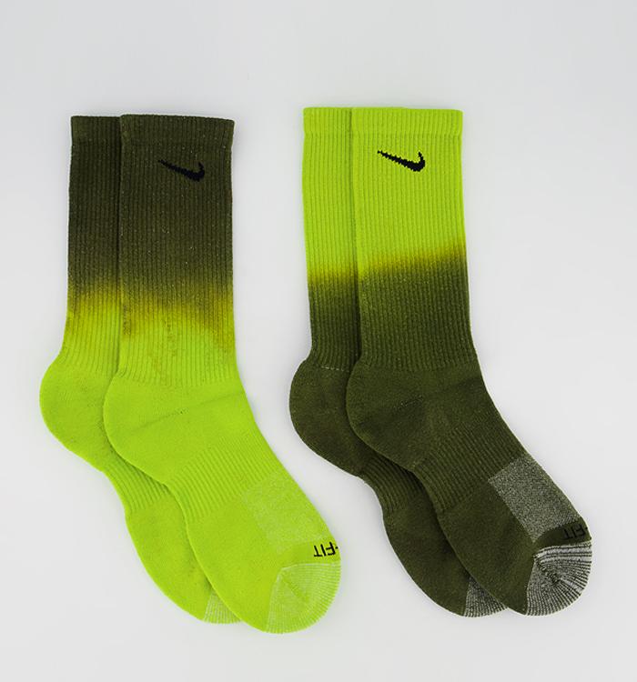 Nike Everyday Plus Socks 2 Pairs Green Multi