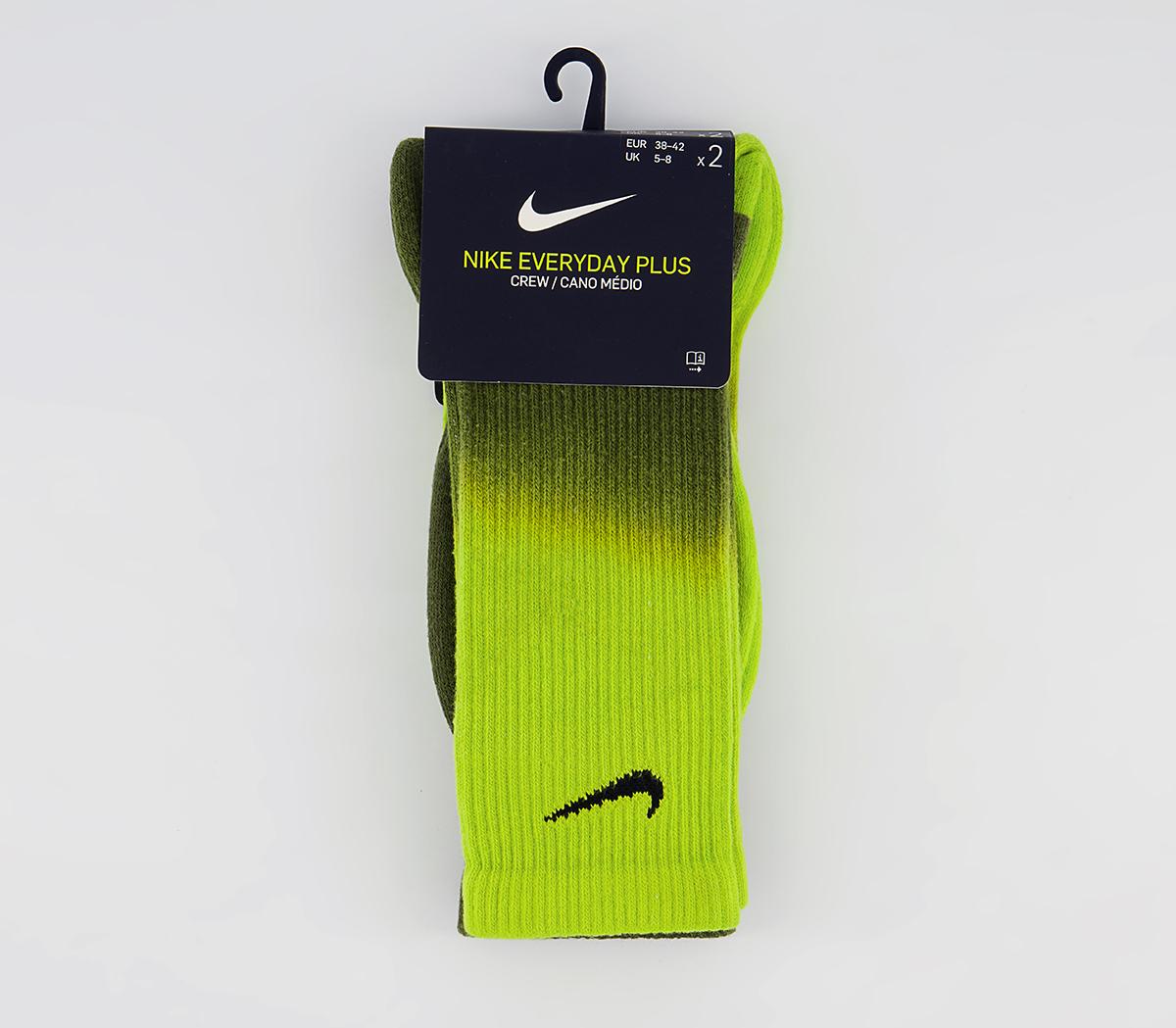 Nike Everyday Plus Socks 2 Pairs Green Multi - Unisex Sports