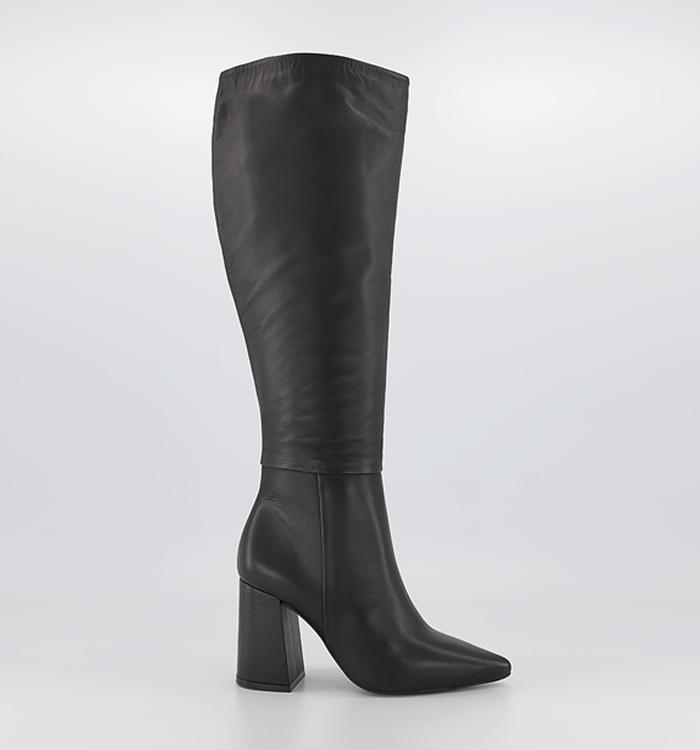 OFFICE Kash Point Toe Block Boots Black Leather