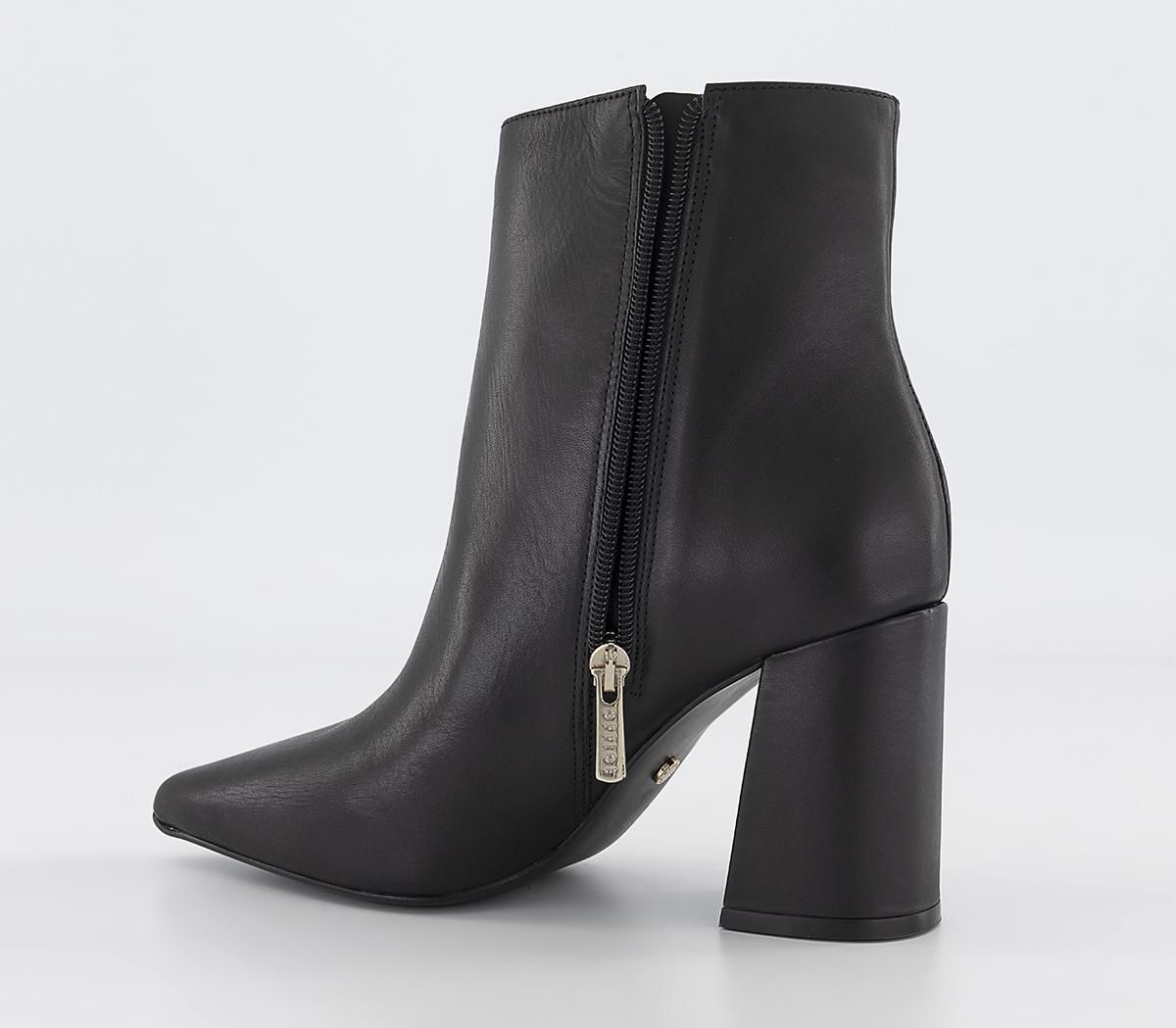 OFFICEAlana Leather Point Block Heel Ankle Boots OFFICEAlana Leather Point Block Heel Ankle BootsBlack Leather