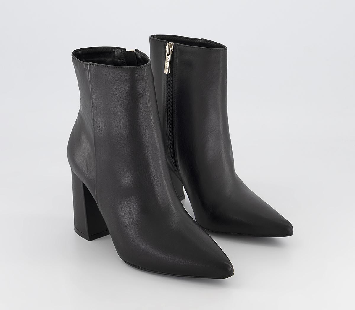 OFFICEAlana Leather Point Block Heel Ankle Boots OFFICEAlana Leather Point Block Heel Ankle BootsBlack Leather