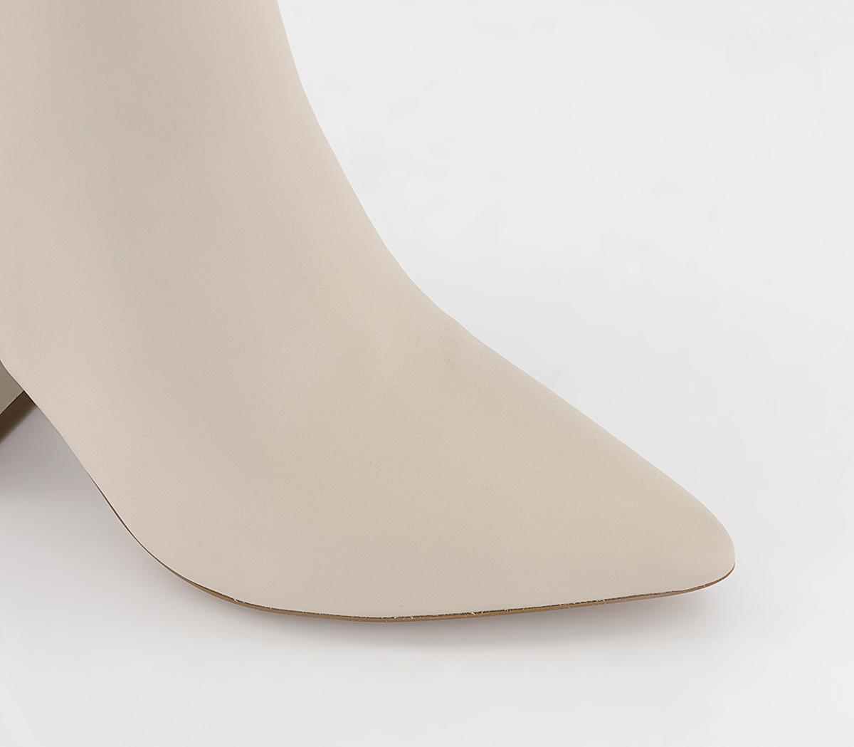 OFFICE Alana Leather Point Block Heel Ankle Boots OFFICE Alana Leather Point Block Heel Ankle Boots Cream Leather