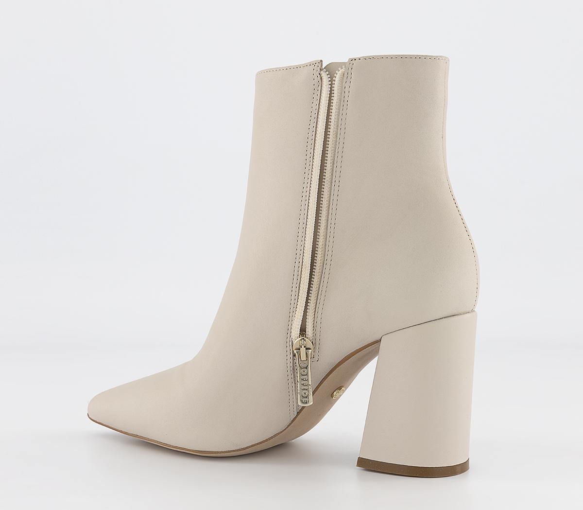 OFFICE Alana Leather Point Block Heel Ankle Boots OFFICE Alana Leather Point Block Heel Ankle Boots Cream Leather