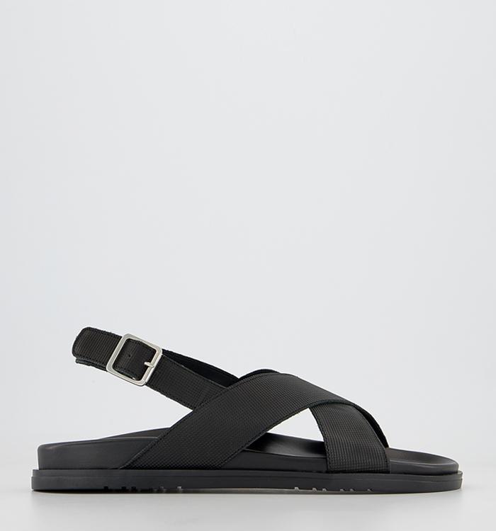 Office Stamford Crossover Backstrap Sandals Black Leather