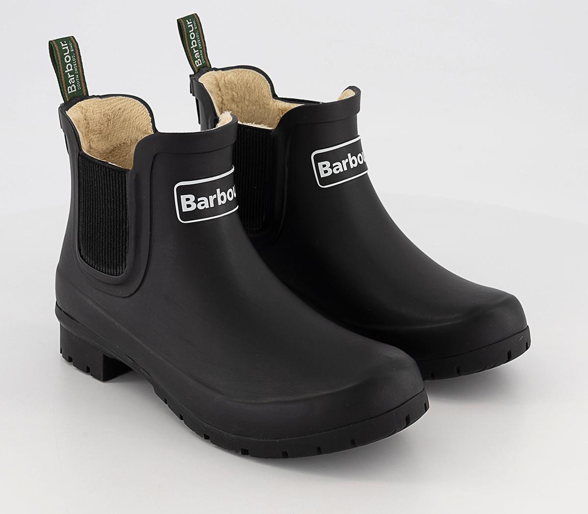 Barbour Speyside Faux Fur Lined Rainboots Black - Women's Ankle Boots