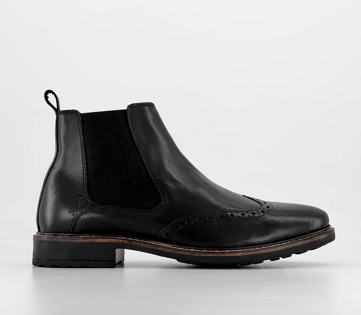 OFFICE Bromley Brogue Black Leather - Men's Boots