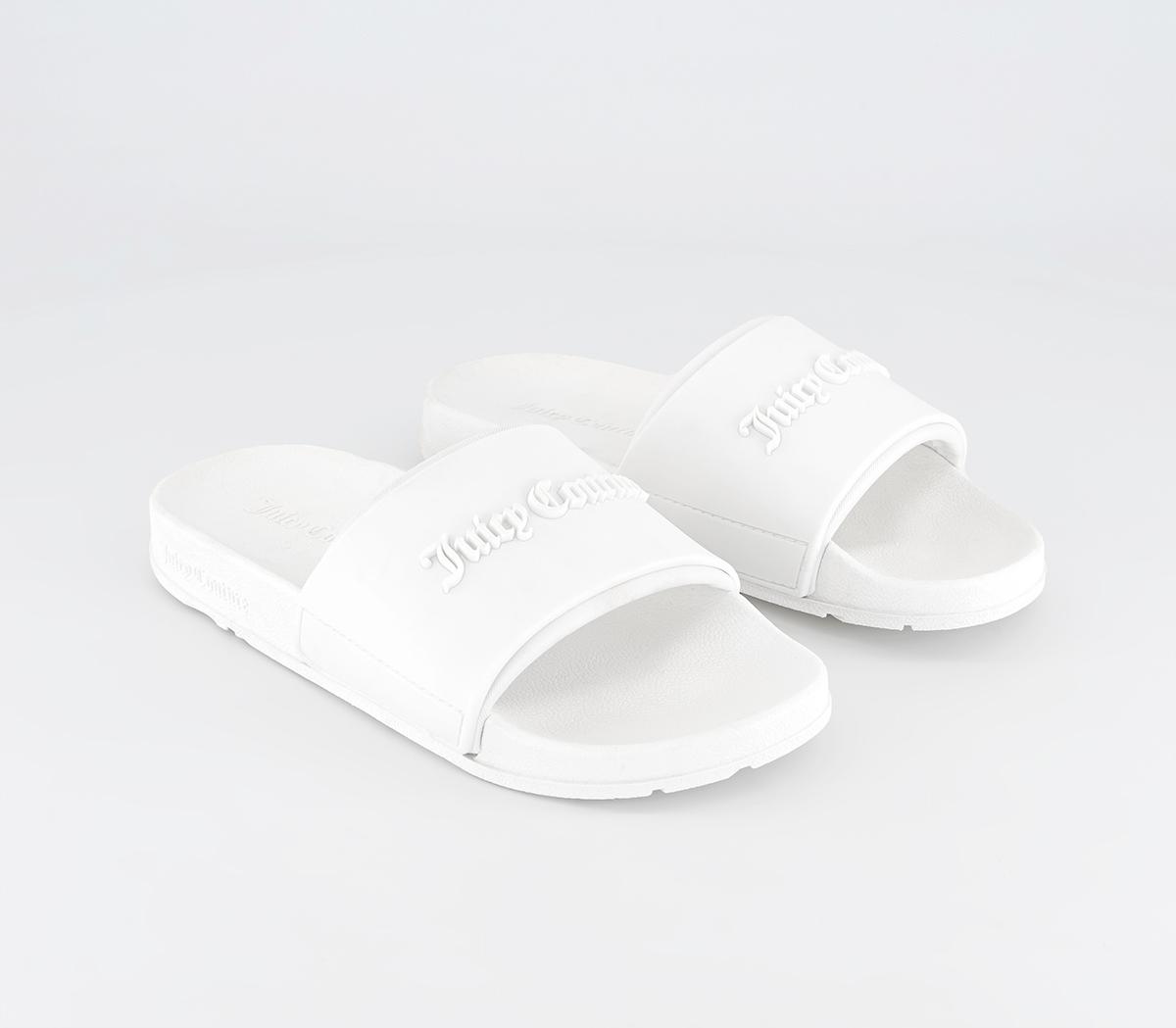 Juicy Couture Breanna Debossed Sliders Juicy Couture Breanna Debossed Sliders White