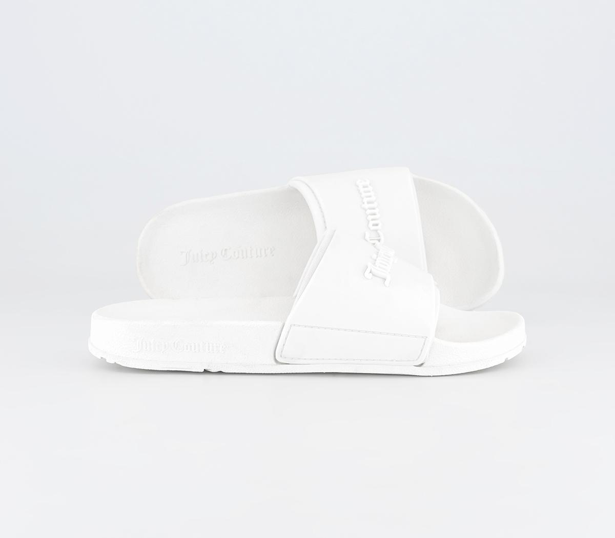 Juicy Couture Breanna Debossed Sliders Juicy Couture Breanna Debossed Sliders White