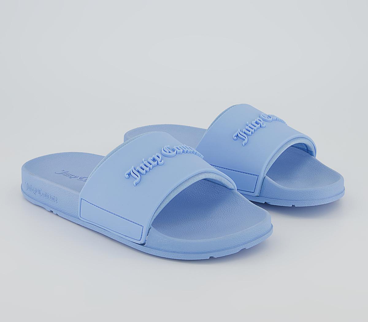 Juicy Couture Breanna Debossed Sliders Juicy Couture Breanna Debossed Sliders Baby Blue