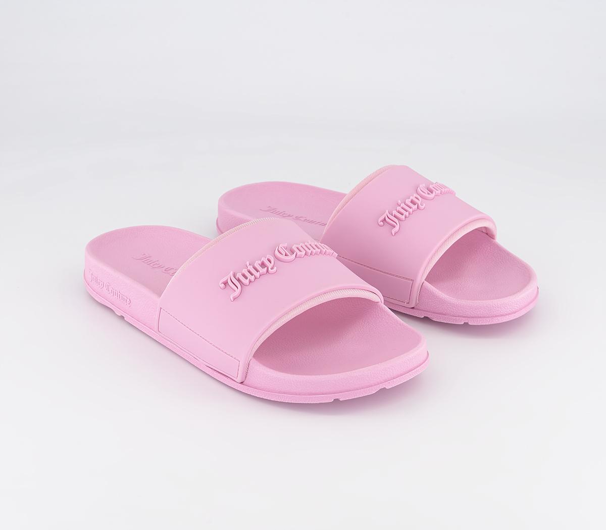 Juicy Couture Breanna Debossed Sliders Baby Pink - Women’s Summer Shoes