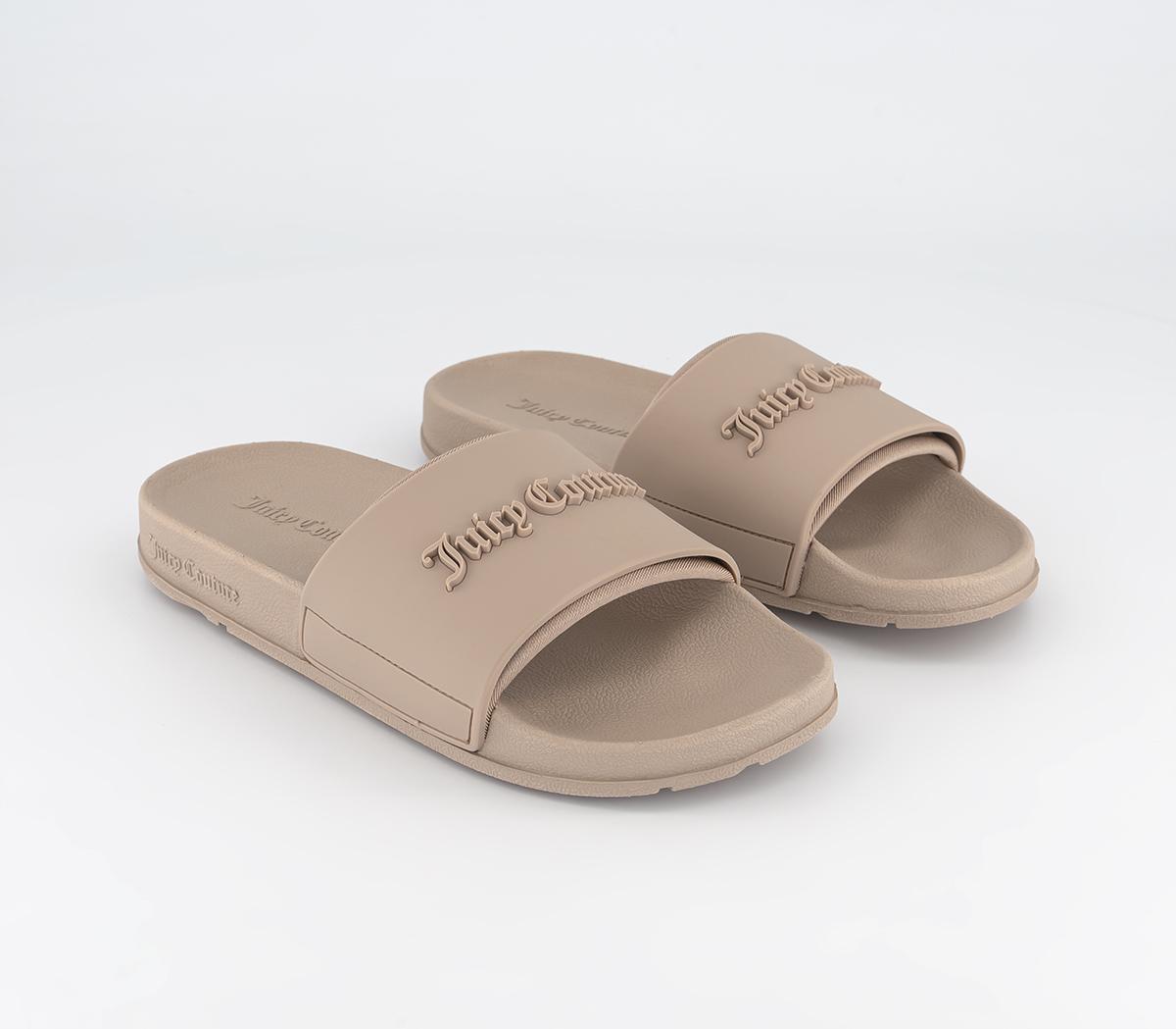 Juicy Couture Breanna Debossed Sliders Taupe - Women’s Sliders