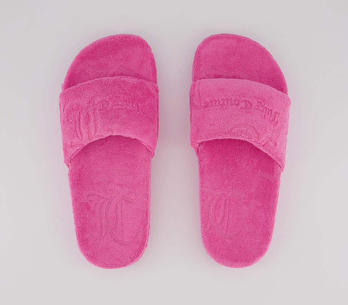Juicy Couture Breanna Towelling Sliders Juicy Couture Breanna Towelling Sliders Hot Pink