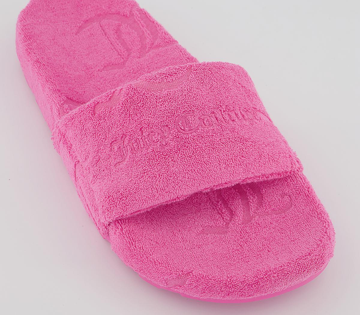 Juicy Couture Breanna Towelling Sliders Juicy Couture Breanna Towelling Sliders Hot Pink