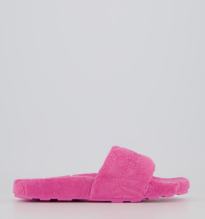 Juicy Couture Breanna Towelling Sliders Hot Pink