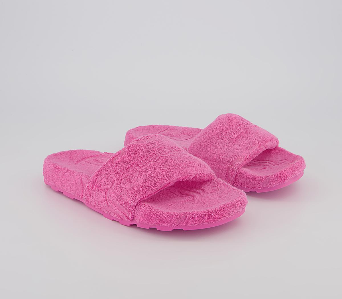 Juicy Couture Breanna Towelling Sliders Juicy Couture Breanna Towelling Sliders Hot Pink