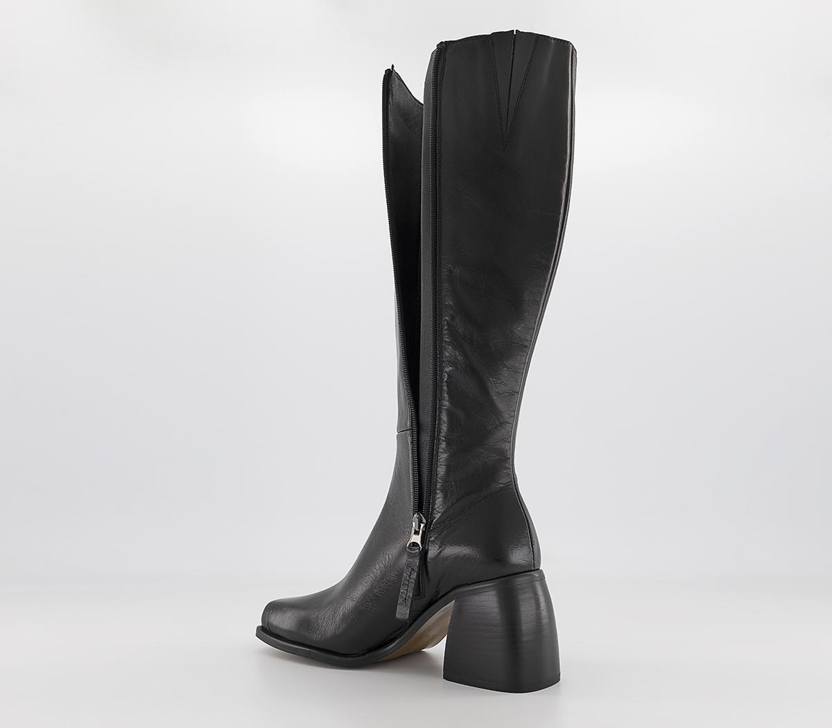 OFFICEKarson Square Toe Knee BootsBlack Leather