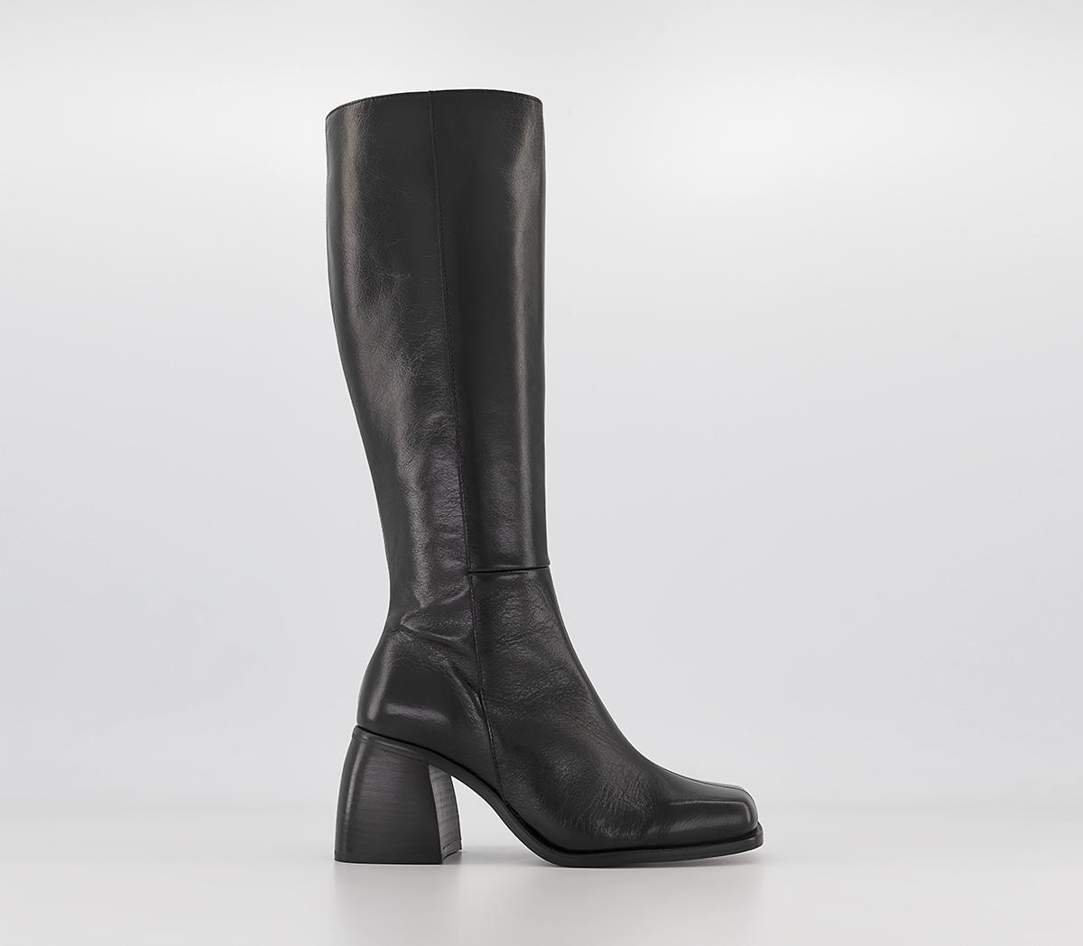 OFFICEKarson Square Toe Knee BootsBlack Leather
