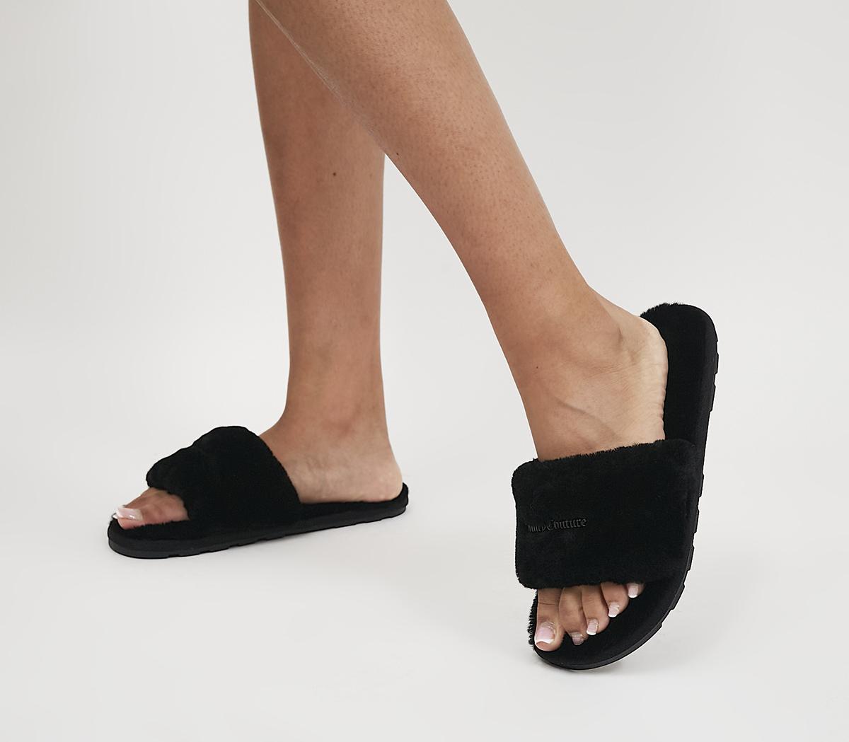 Juicy Couture Fur Sliders Black Sliders