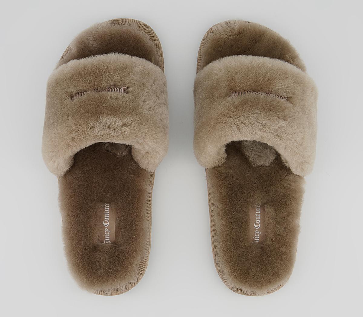 Juicy Couture Fur Sliders Juicy Couture Fur Sliders Taupe