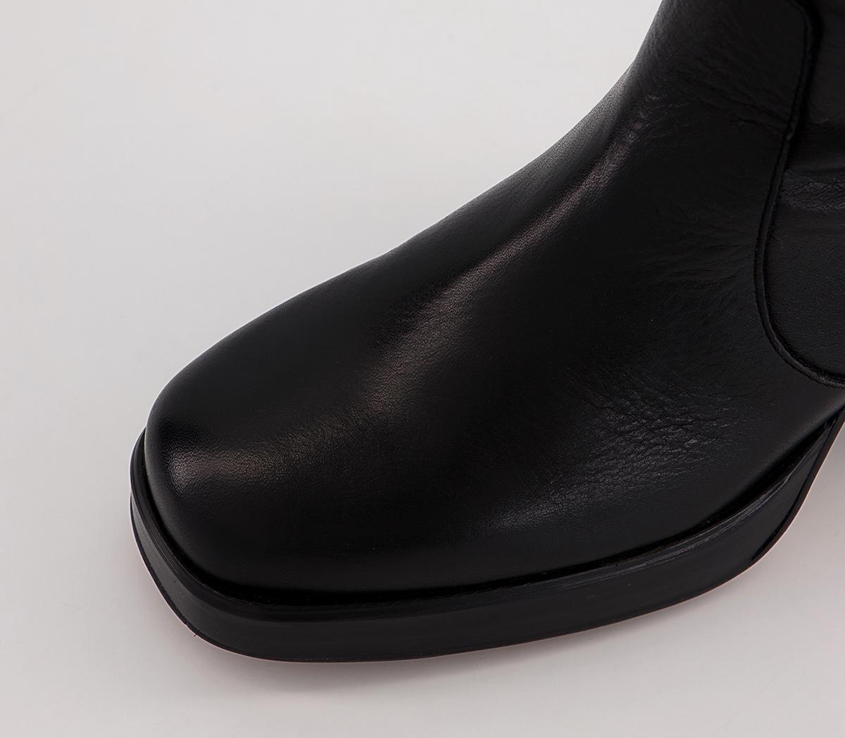 OFFICEKirkland Platform Block Heel Boots OFFICEKirkland Platform Block Heel BootsBlack Leather