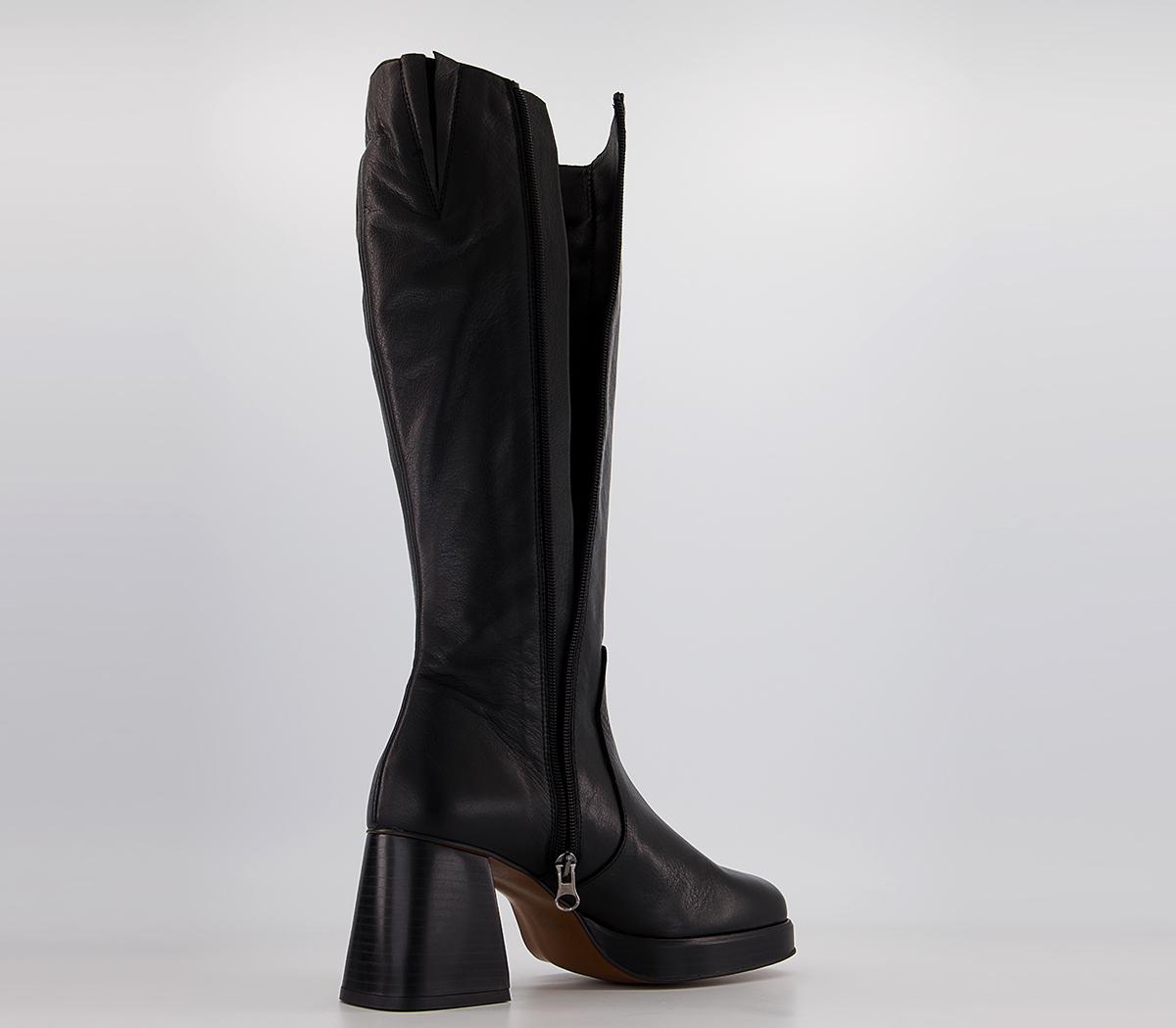 OFFICEKirkland Platform Block Heel Boots OFFICEKirkland Platform Block Heel BootsBlack Leather