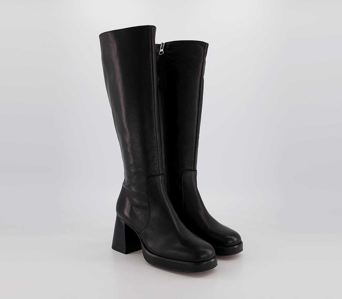 OFFICEKirkland Platform Block Heel Boots OFFICEKirkland Platform Block Heel BootsBlack Leather