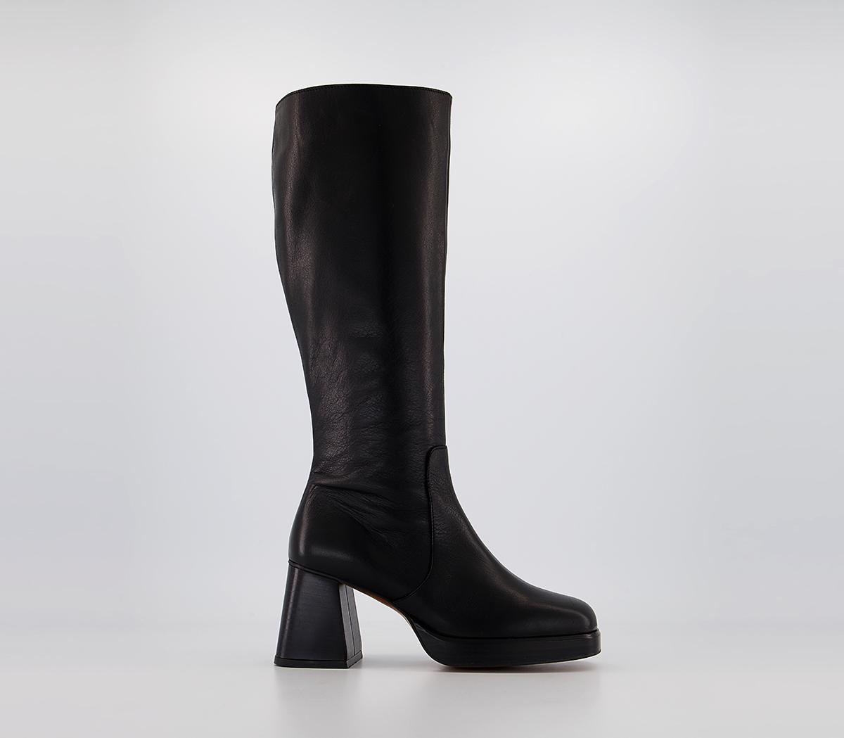 OFFICEKirkland Platform Block Heel Boots OFFICEKirkland Platform Block Heel BootsBlack Leather