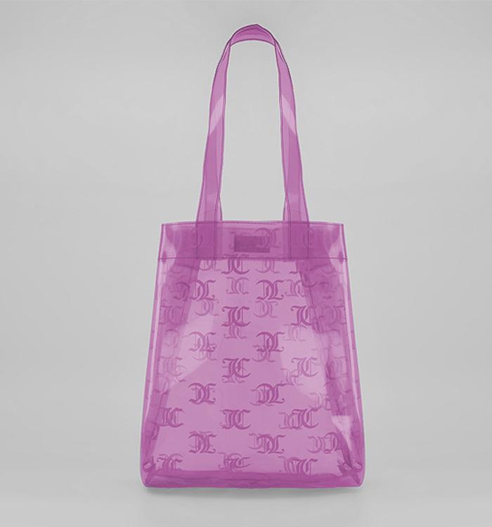 Juicy Couture Nichole Mongram Sheer Tote Bag Fluro Pink