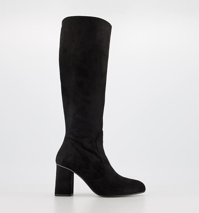 knee high black boots 2 inch heel