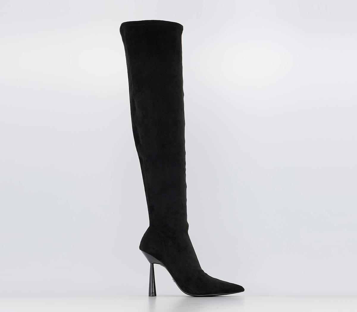 Kami Over The Knee Point Stiletto Boots Black