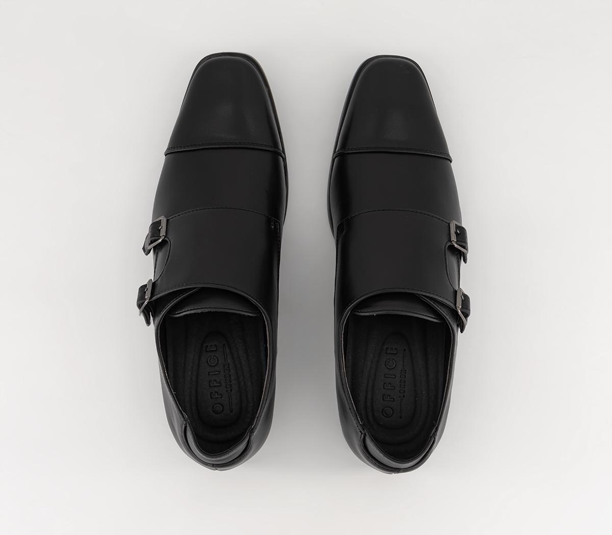 OFFICE Melton Toecap Monk Shoes Black - Men’s Smart Shoes