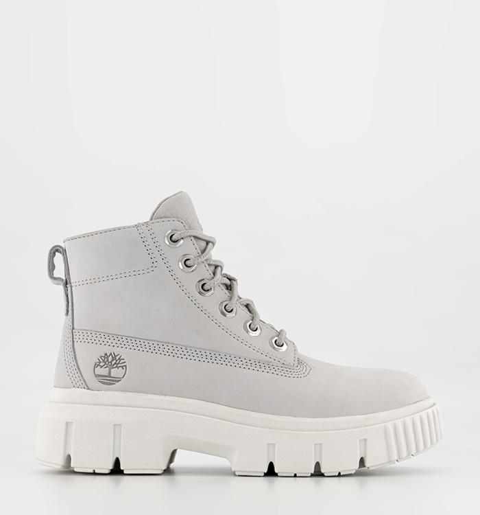 Grey white timberland clearance boots